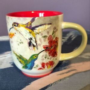 Elizabeth St. Hilaire 2017 Hummingbirds Flower Mug/Cup - Red Interior